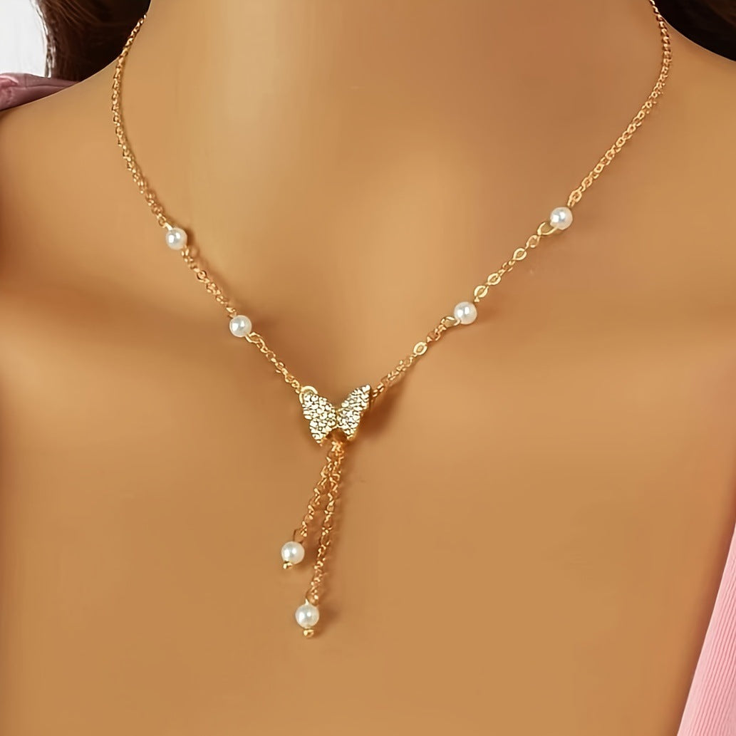 Butterfly Pearl Necklace
